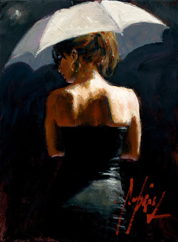 Woman With White Umbrella III painting - Fabian Perez Woman With White Umbrella III art painting